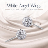 Crystalline Azuria 925 Sterling Silver Earrings White Crystals Round Disco Ball Stud Earrings 8 mm for Women