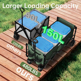 InBrave 34" Extra Long Collapsible Wagon Cart, 360LBS Capacity, Army Green