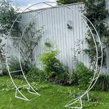 LeJoy Garden Round Wedding Arch 6.5ft Metal Backdrop Stand with Base