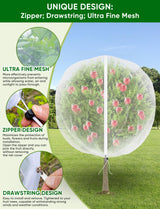 Large Fruit Trees Netting Cicadas - 2Pcs 3.3X3.3FT with Zipper and Drawstring,bird Mesh Covers for blueberry bushes,Garden Apple Pear Peach Orange Tree Fruit Tomato Bug Plant Protection (2, 3.3X3.3FT)