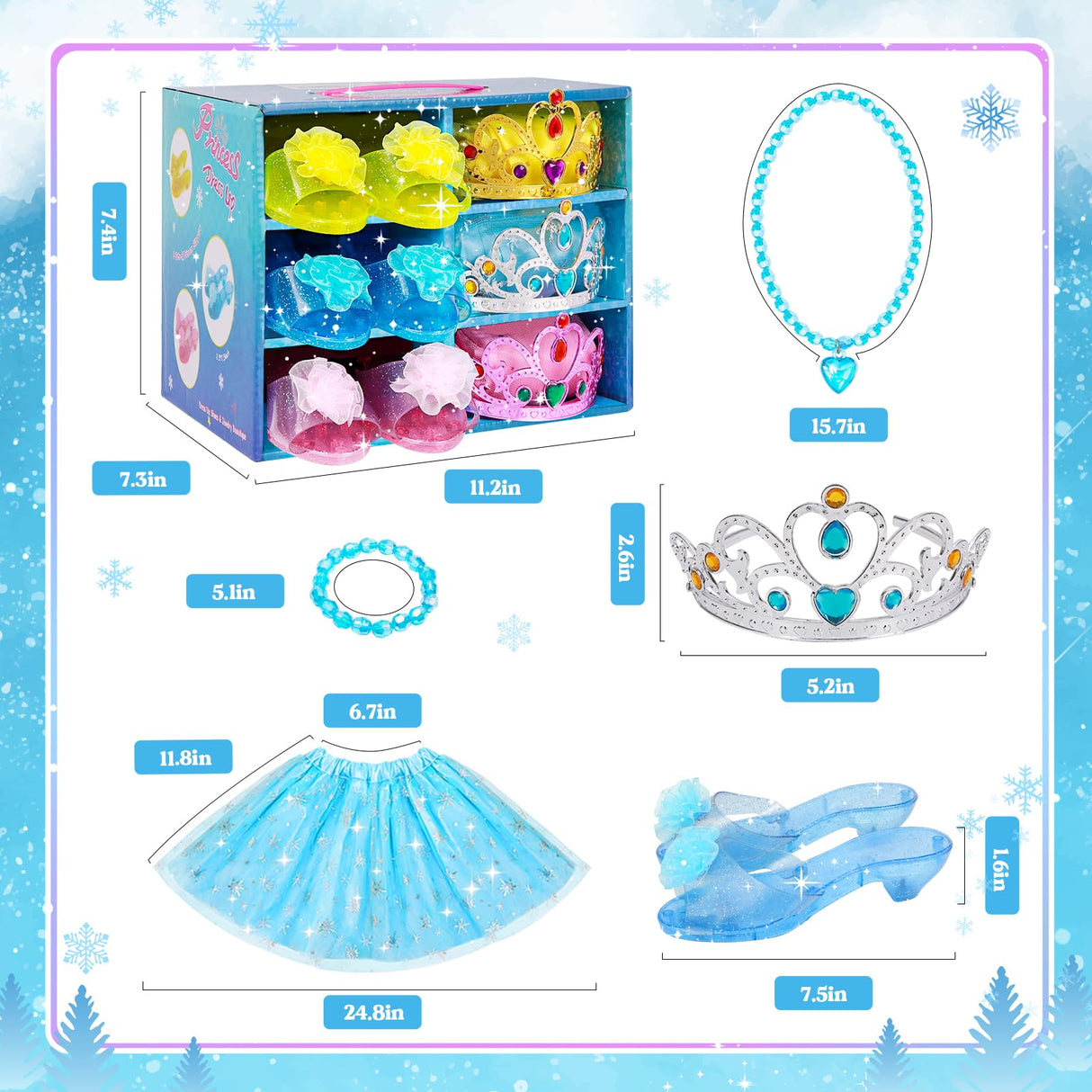 Meland Princess Dress Up for Girls - Princess Toy Gift for Toddler Kids Girl Age 3,4,5,6 Year Old for Birthday Christmas Halloween