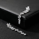 SWEETV Cubic Zirconia Bridal Earrings for Women Brides, Silver Crystal Chandelier Wedding Drop Earrings for Prom or Pageant