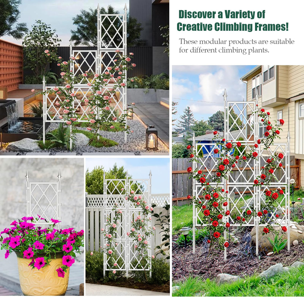 WellSign 63 Inch Metal Pipe Garden Trellis for Climbing Plants Outdoor
