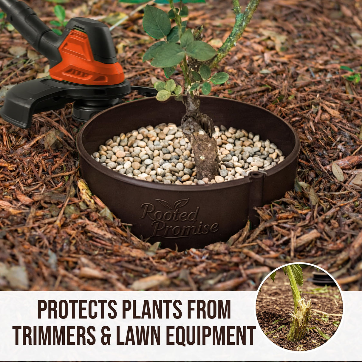 12 Inch Wrap-Around Adjustable Planting Grow Rings | 3 Pack | Brown | Install Around Existing Plants | Square Foot Gardening | Trimmer Protection and Mulch Barrier | Heavy Duty | Made in USA
