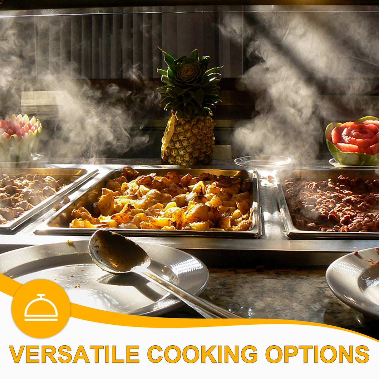 VOISEN 2 Pack Hotel Pans, 2.5" Deep, Anti-Jamming, Commercial Stainless Steel Steam Table & Catering Food Pans