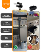 Sivsis Upgraded Magnetic Grease Catcher for Lower Back Blackstone Griddle, Rear Grease Drainage Funnel with 304 Stainless Steel Grease Gate, Larger Silicone Hose, Flexible Grease Capacity