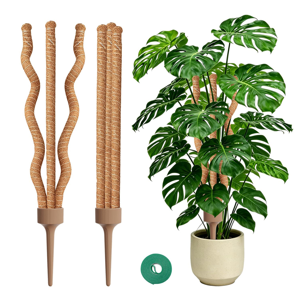 3-in-1 Moss Pole, Bendable 30IN Monstera Plant Support for Indoor-2 Pack