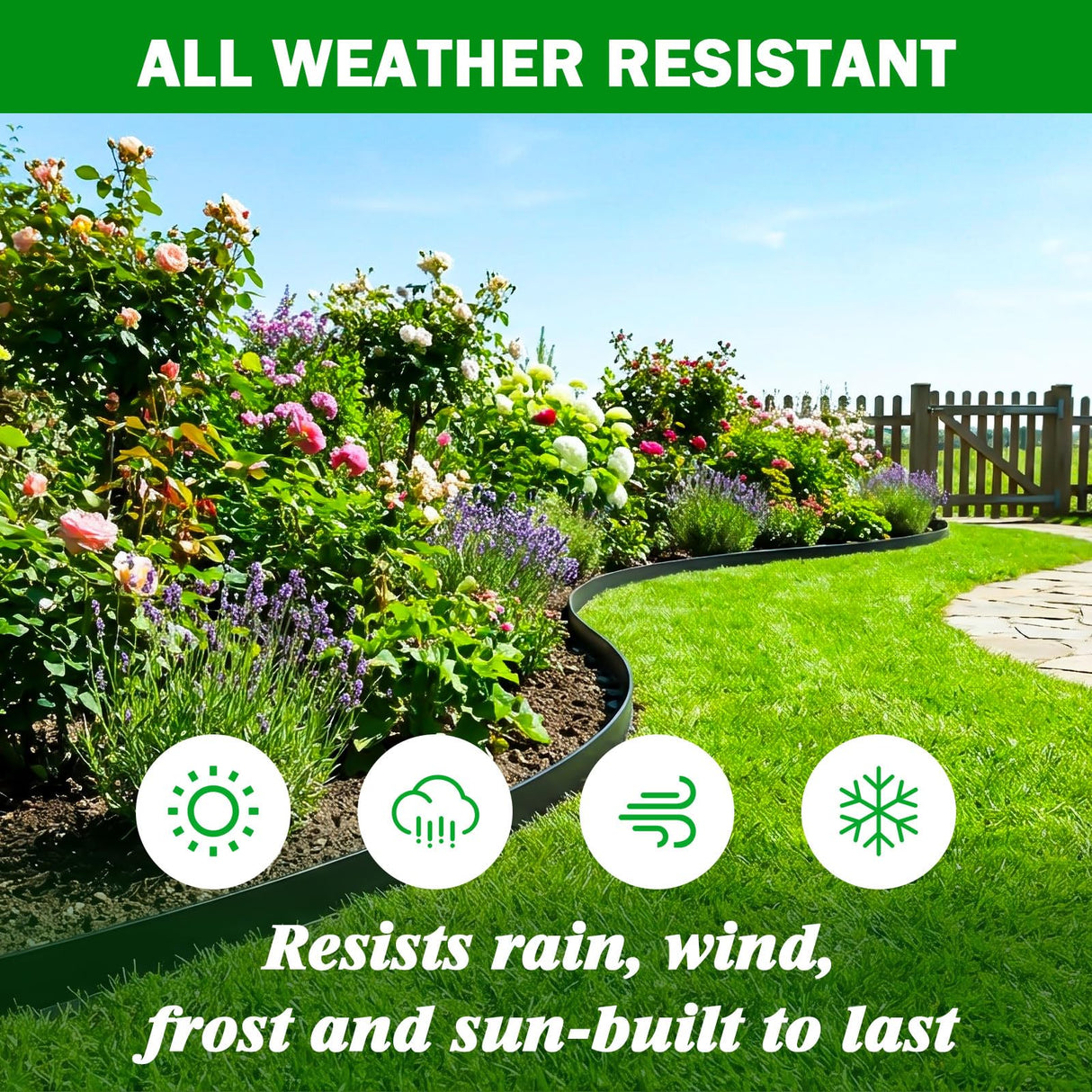 Tegarbed No Dig Landscape Edging 2 Inch x 100 FT, Heavy Duty Flexible Plastic Garden Border with 150 Spiral Spikes, Lawn Edging for Flower Beds, Walkways, Tree Rings, Mulch Beds and Landscaping, Black
