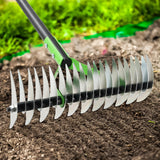 Garden Rake 51" – Dual-Sided Shrub Rake with 13" Sharp Metal Tines, Lightweight Multi-Purpose Yard Tool, Reversible Head for Lawn, Soil, Shrub, Mulch & Leaf Cleanup