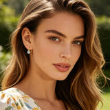 Moissanite Hoop Dangle Earrings for Women Gold Diamond Bezel Drop Earrings