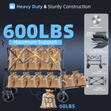 460L Folding Wagon Cart, Heavy Duty Double Decker Wagon, 600 lbs Capacity