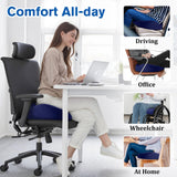 CushyOasis Seat Cushion, Chair Cushions, Office Chair Cushions, Anti-Slip Bottom & Removable Cover Tailbone Pain Relief Cushion, Memory Foam Seat Cushion for Office, Wheelchair, Car (Blue)