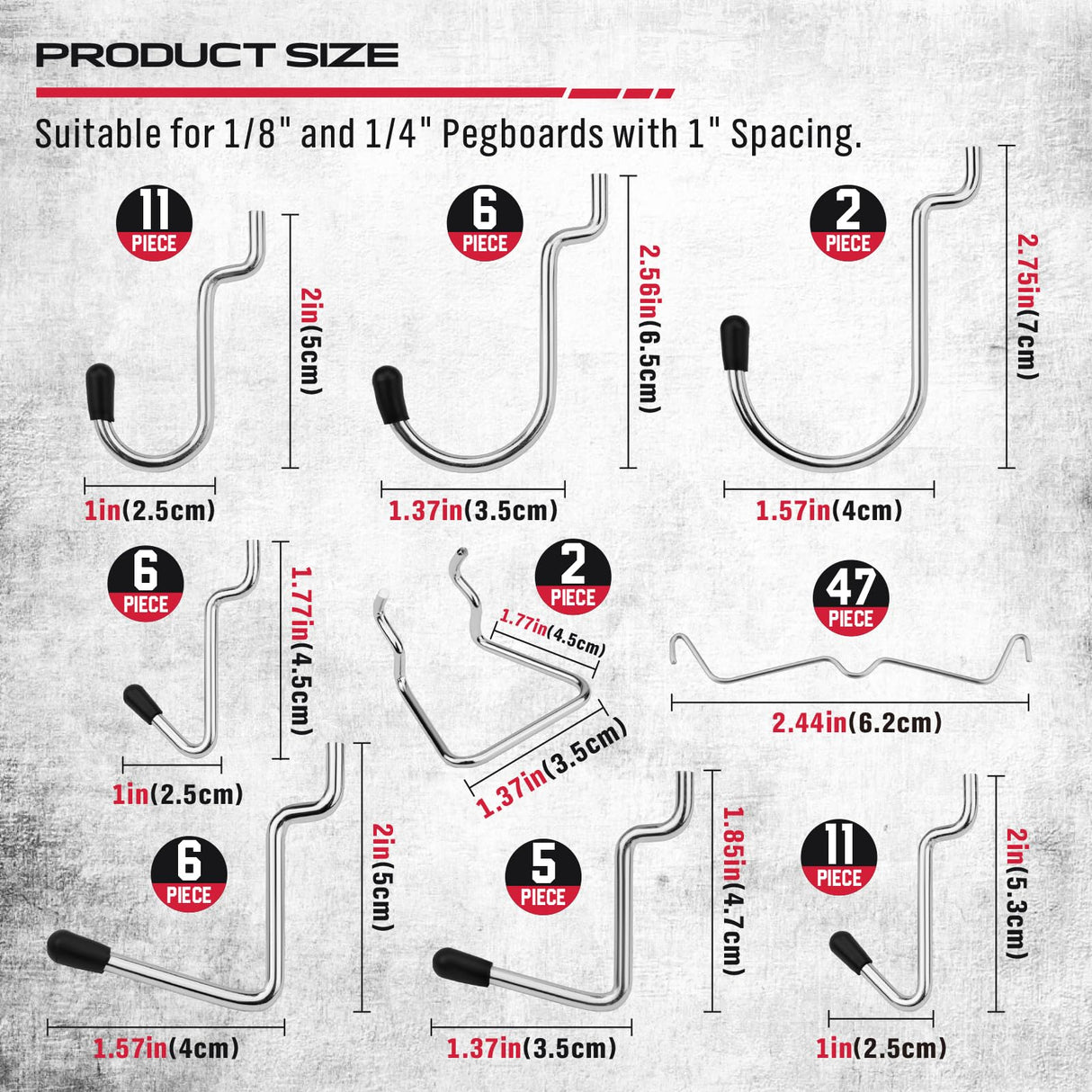 Ultimate 121-Piece Pegboard Hooks Set, Pegboard Accessories with Metal Hooks, Durable Peg Board Organizer Accessories, Pegboard Bins, Peg Board Tool Utility Hooks