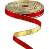 Yungyan Velvet Ribbons with Gold Edge Felt Ribbon Gift Bow Wrapping Ribbon Waterproof for Handmade, Home Decor, Gift Wrapping, Wreath DIY Crafts, Christmas Tree(Red Gold,1 Inch X 60 Yards)