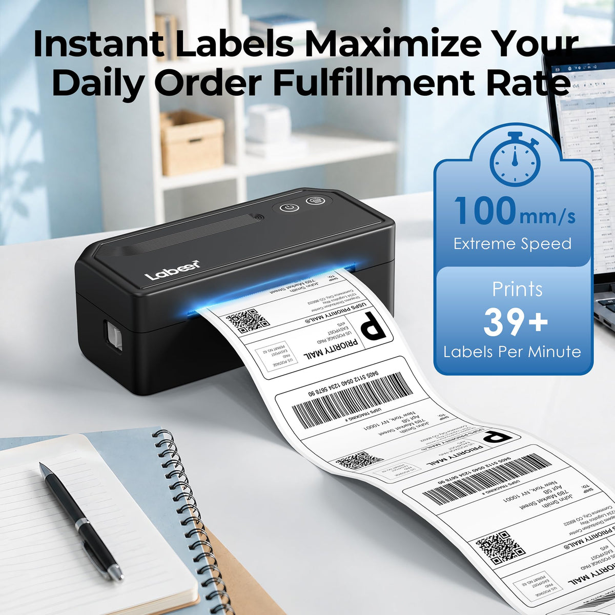 Labeer Bluetooth Thermal Shipping Label Printer, Wireless 4x6 Label Printer