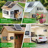 INNOLAND Solar Fan for Chicken Coop & Greenhouse, 25W Solar Powered Exhaust Fan with 7500mAh Battery, Smart 3 Modes with Motion Sensor, IP65 Waterproof Ventilation Kit for Shed | Dog House | Workshop