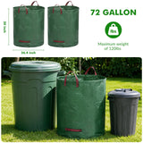 Gixmuoiy Reusable Yard Waste Bags, 72 Gallon Lawn and Leaf Bags 3-Pack, Collapsible Heavy-Duty Garden Bags, Stand-Up Yard Waste Container for Leaves, Grass Clippings and Lawn Debris