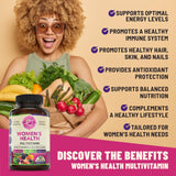 Womens Daily Multivitamin Multimineral Supplement for Energy, Mood, Focus, Hair, Skin & Nails. Made for Women with 30+ Nutrients, Fruit & Energy Blend. Womens Vitamins 60 Capsules. Made in the USA.