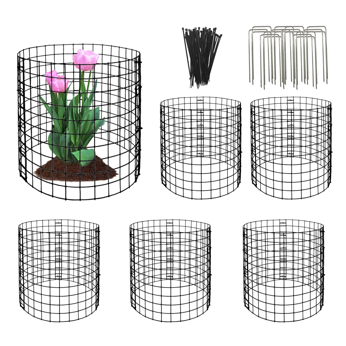 Eunika 18 Pcs Round Plant Protector from Animals, 6 Pack 12" x 12"