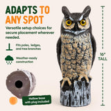 Dalen Lifelike Great Horned Owl Decoy Bird Repellent - 16in Hand-Painted Scarecrow for Gardens & Rooftops, Bird Deterrent, Fixed-Head Design, Fill Base with Sand/Gravel Only - Multicolor
