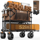 Sekey 500LBS Heavy Duty Double Decker Wagon with Extender, 400L Large Capacity Collapsible Garden Cart Fits 10x10 Canopy, All-Terrain Big Wheels with Brakes, Foldable Utility Wagon for Sports, Camping
