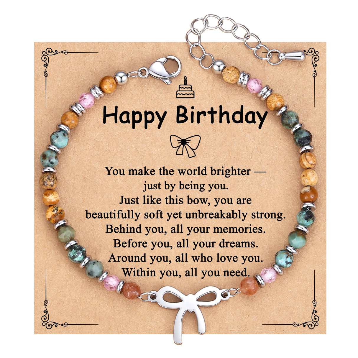 Junifi Birthday Gifts for Women, Happy Birthday Bow Bracelet Jewelry