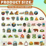 Cunno 100 Pcs Camping Pins Funny Outdoors Camp Adventure Brooch Pins Lapel Pin for Camping Adventure Birthday Party Decorations Gift Hat Jacket Clothes Backpacks Decor Accessories