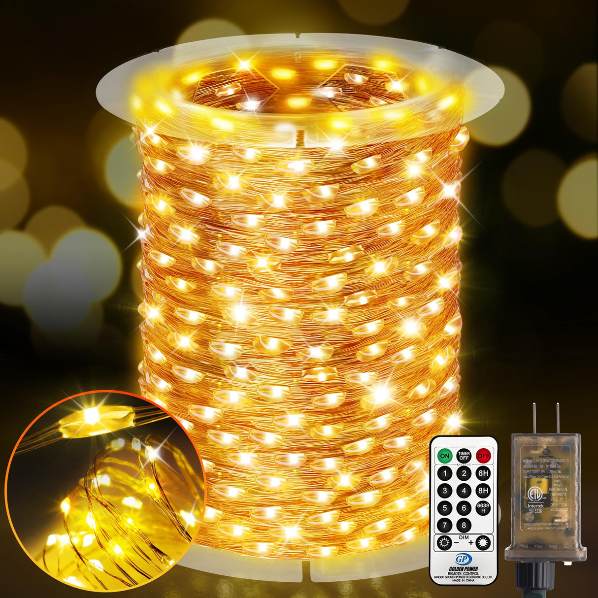 KNONEW 203FT 600 LED Outdoor Fairy Lights Plug in, Christmas Fairy Lights Outdoor Waterproof 8 Modes Memory Times for Wedding Bedroom Walls Garden Trees Decoration(Warm White)