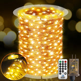 KNONEW 203FT 600 LED Outdoor Fairy Lights Plug in, Christmas Fairy Lights Outdoor Waterproof 8 Modes Memory Times for Wedding Bedroom Walls Garden Trees Decoration(Warm White)