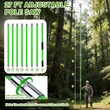 Pterying Pole Saws for Tree Trimming - 7.3-27 ft Manual Tree Trimmer with Sharp Steel Blade and Scissors, Long Reach High Branch Cutter for Garden Landscaping Pruning Palms Shrubs Fruit Trees