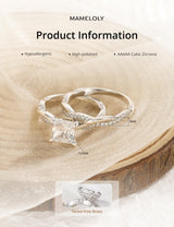 Mameloly 2ct Wedding Band for Women Princess Cut Bridal Ring Sets Cubic Zirconia Promise Engagement Rings Twisting Infinity Pave Set Size 7