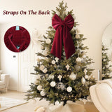 Christmas Decorations - Christmas Bows - 2 Pack 36x18 Inches Large Red Velvet Christmas Tree Topper - Burgundy Ribbon Gift Bows - Xmas Decor for Indoor Outdoor Home Wreaths Mantle Front Door Wedding