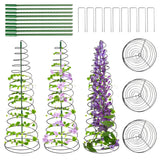 3 Pack 53.6" Spiral Plant Support Stakes, Adjustable Metal Pea Trellis for Climbing Plants, Garden Support Rings with 9 Extension Rods & 9 Ground Stakes for Potted Plants, Vegetables, Flowers,Peas