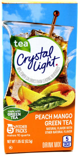 Crystal Light Green Tea Peach Mango Drink Mix (Makes 10-Quarts), 1.85-Ounce Canister (Pack of 4)