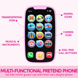 JOYIN Baby Learning Phone and Remote Toy for Toddler, Pink Smartphone Toys with Music for Infants, Kids, Holiday Stocking Stuffers, Birthday Gift for Girls, Gifts for Christmas