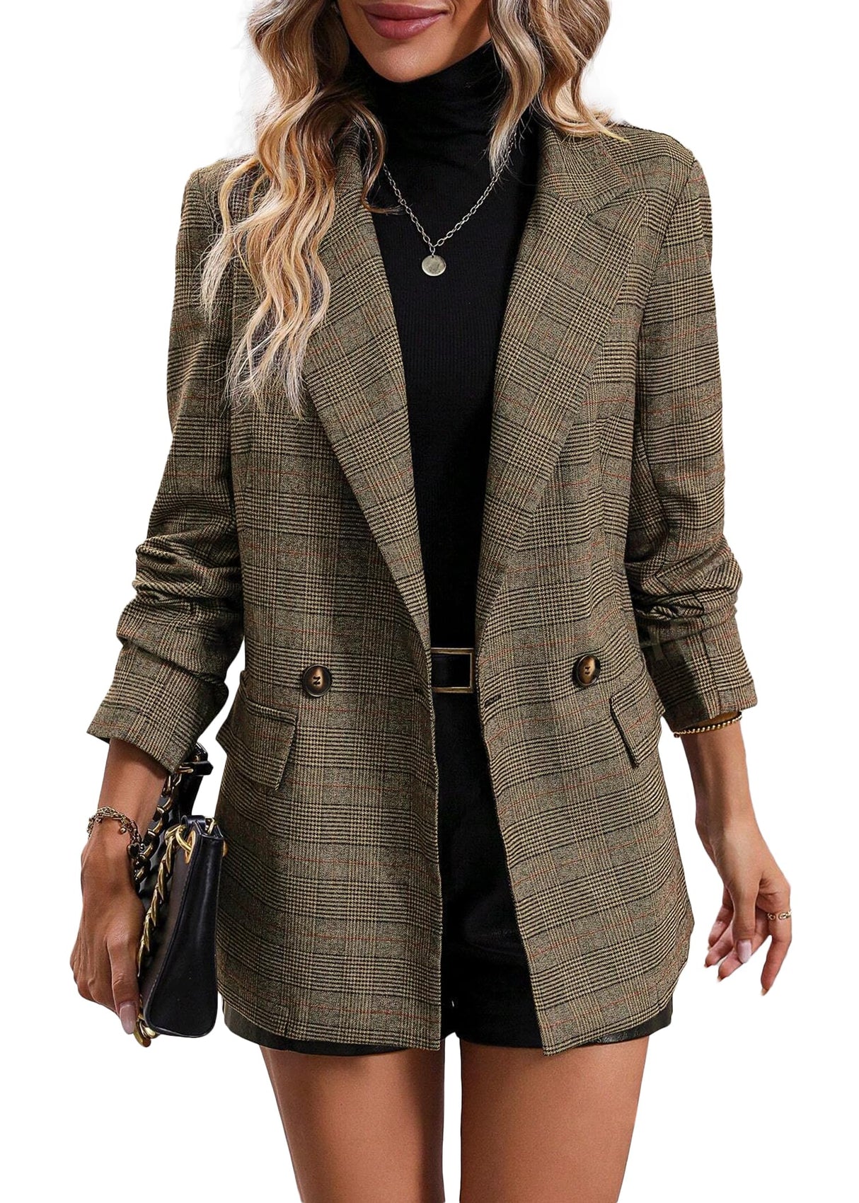 Mina Self Old Money Clothes 2025 Fall Outfits for Women Winter Brown Tan Khaki Womens Christmas Party Nye New Years Eve Clothes Womens Trendy Boyfriend Fashion Ladies Women's Blazers & Suit Jackets