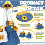 Soulchen 1 Set Summer Porch Goose Outfit 23 Inch Cement Sunflower Goose Dress Clothes and Hat Costume Set for Summer Party Yard Lawn Outdoor Garden Patio Decor