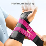 FREETOO Wrist Support Brace Left Hand for Tendonitis, Sprained Wrist, Strain, Pain Relief Wrist Splint for Carpal Tunnel, Arthritis, Wrist Immobilizer Fit Women and Men for Sleeping (S/M, Black/Pink)