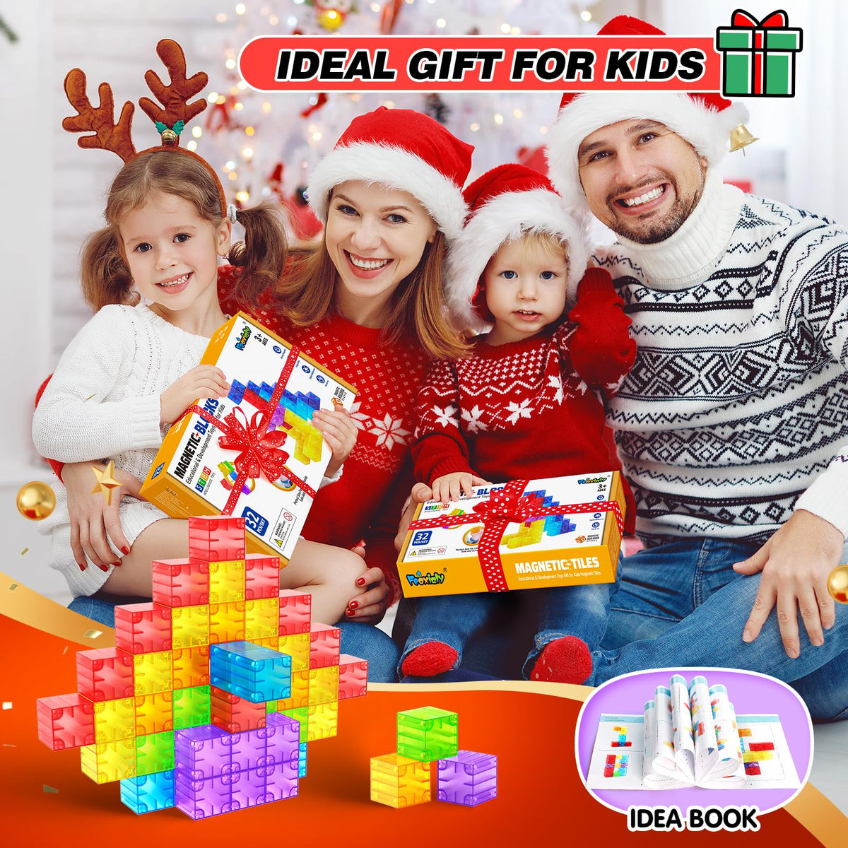 Feoxialy Magnetic Blocks 52pcs Translucent Magnetic Cubes Building Blocks