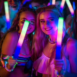 pelreame 55 Pcs LED Foam Glow Sticks Bulk,Foam Light Up Sticks 3 Modes of Color Flashing,Glow in The Dark Party Supplies for Birthday,Wedding,Raves,Carnival,New Year,Concert,Halloween Christmas