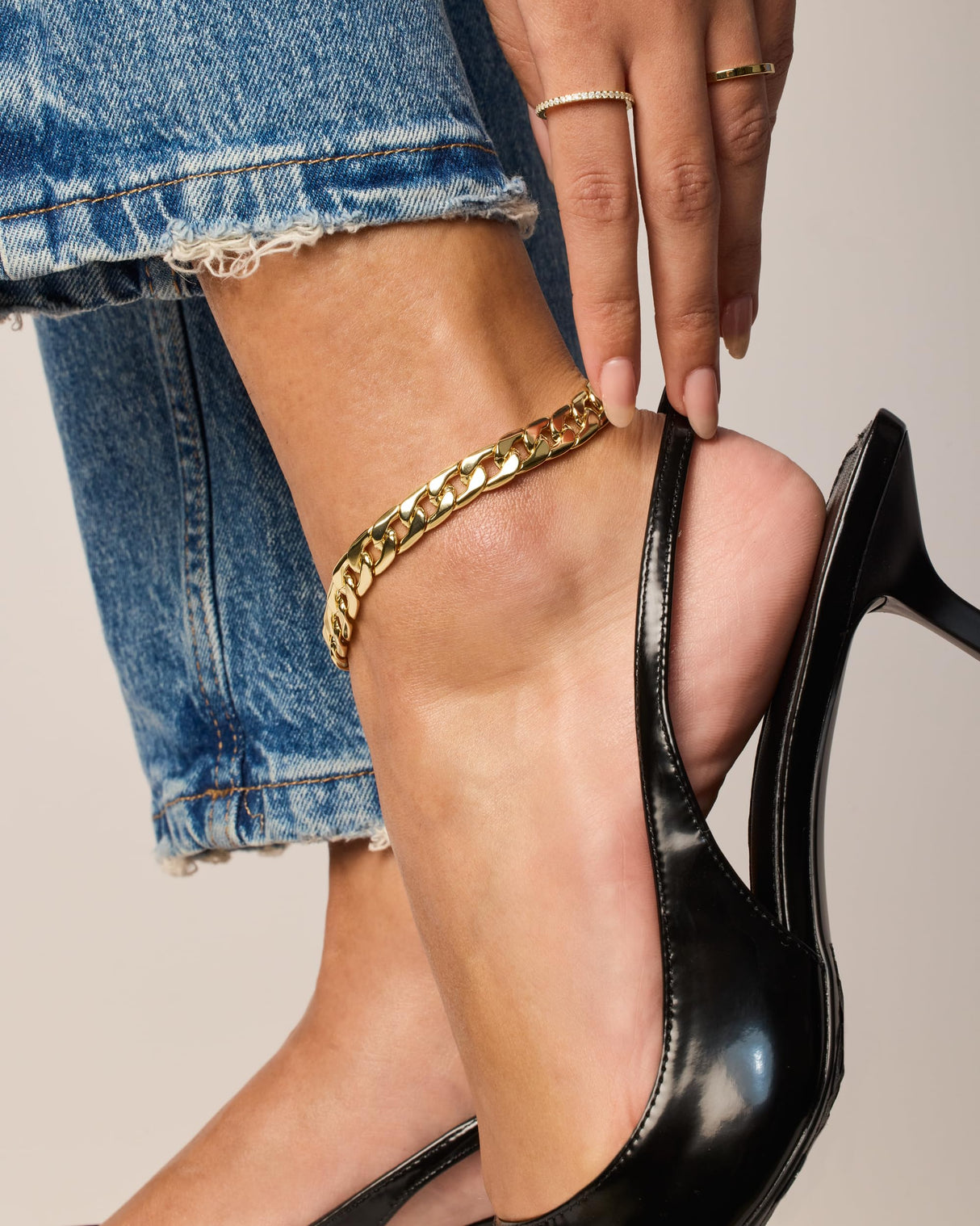PAVOI 14K Yellow Gold Plated Chunky Chain Anklet for Women | Adjustable Chunky Curb Chain Anklets