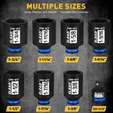 1/2'' Drive Deep Impact Socket Set, 8-Piece SAE Wheel Axle Nut Wrench Large Sockets Standard Adapter 1-11/16 1-9/16 1-3/8 1-7/16 1-1/2 1-5/8 1-3/4 Imperial Spindle Joint Torque Bearing Locknut Truck