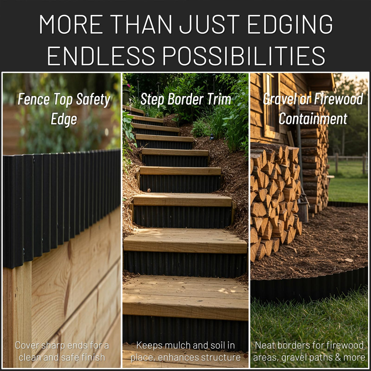 40FT x 8IN Flexible Corrugated Metal Garden Edging Roll, Rust Resistant Galvanized Steel Landscape Border, Flexible Lawn Edging for Flower Beds, Pathways & Outdoor Landscaping