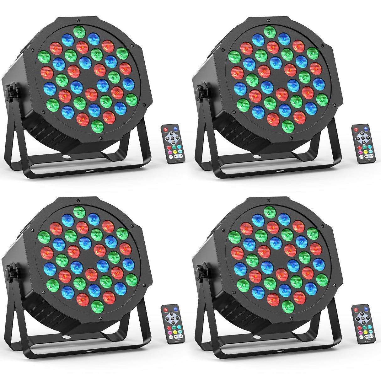 36LED Stage Lights RGB Par Light DMX Lighting Stage Uplights for Events Music Dances Shows Party Wedding Church School Christmas Club (4 Packs)