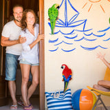 Jetec Parrot Decor Outdoor Tiki Bar Decor Large Realistic Parrot Statues Outside Lifelike Bird Sculptures Garden Patio Yard Lawn Figurines for Tropical Animal Tree Wall(2 Pcs,Green, Red)