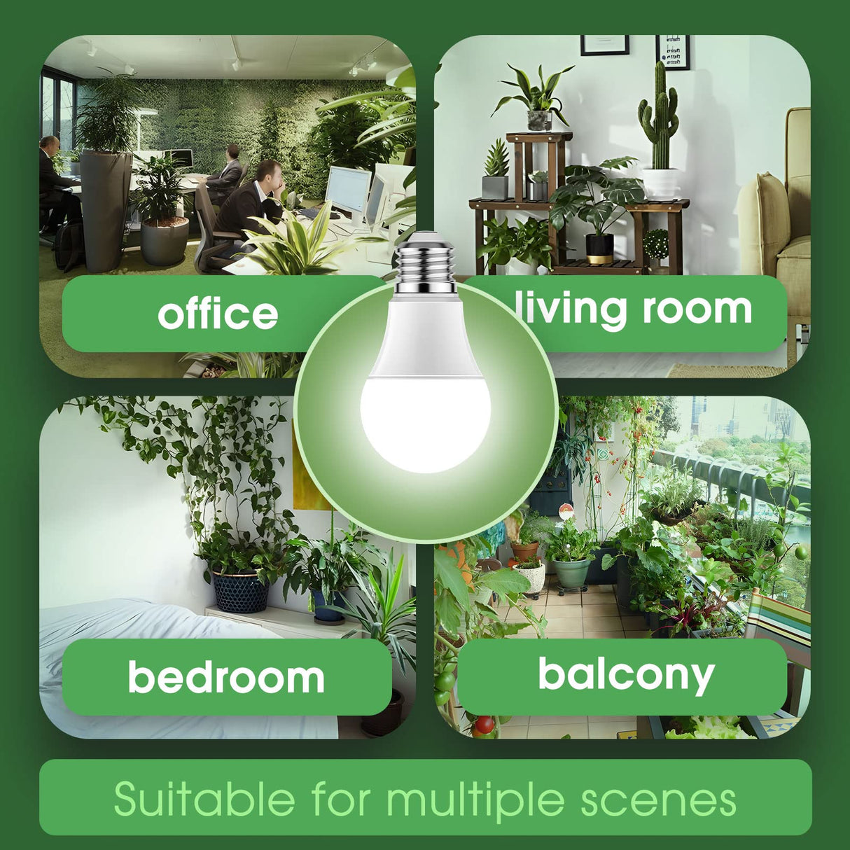 Briignite Full Spectrum LED Grow Light Bulbs, A19 Shape, E26 Base, 11W, 100W Equivalent, 6 Pack for Indoor Plants & Seed Starting