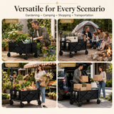 Foldable Wagon Cart, Collapsible Heavy Duty Utility Wagon with All Terrain Wheels, Folding Beach Wagon for Sand, Garden, Grocery, Sports, Camping and Outdoor Use
