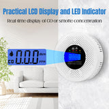 GQIRIL Smoke and Carbon Monoxide Detector - 2-in-1 Fire CO Smoke Alarm Combo Battery Powered, Portable Dual Sensor Warning Light with Digital Display for Cars Kitchen Home Garage (No Battery) 2 Pack