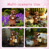 Tiejiajiang Solar Highland Cow Garden Decor - Resin Cow Statue with Solar Lantern Outdoor Yard Patio Decor - Ideal Gifts for Women,Mom Men (Copper)
