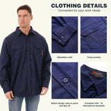 SKSAFETY 7oz FR Shirts for Men, Long Sleeve Flame Resistant 100% Cotton Fire Retardant Shirt, Work Welding Shirt CAT2 (Navy 2XL)